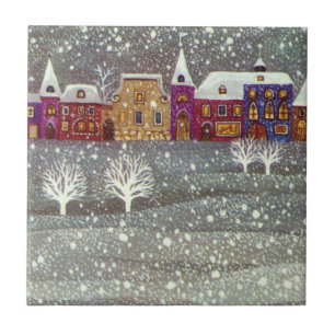 Vintage Christmas, Santa Claus Horse Open Sleigh Tile