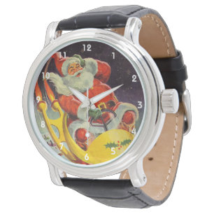 Vintage Christmas, Santa Claus in a Spaceship Watch