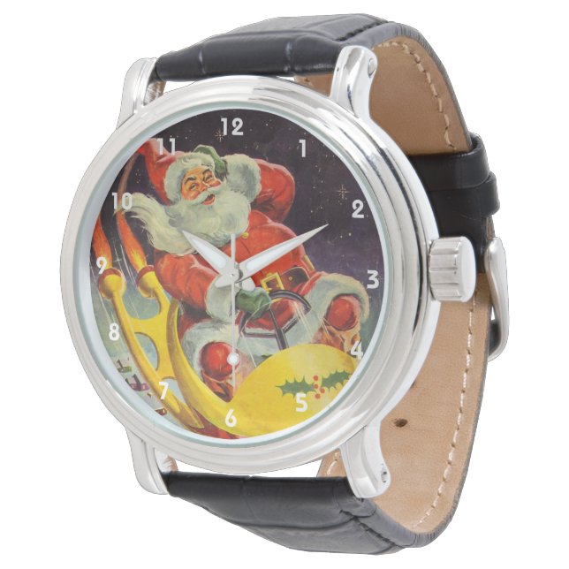 Vintage Christmas, Santa Claus in a Spaceship Watch (Angled)