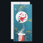 Vintage Christmas Santa Claus In Helicopter  Holiday Card<br><div class="desc">Cute Retro Vintage Christmas Santa Claus In Helicopter Holiday Card.</div>