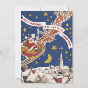 Vintage Christmas Santa Claus in Sleigh Invitation