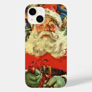 Vintage Christmas Santa Claus in Sleigh with Toys Case-Mate iPhone 14 Case