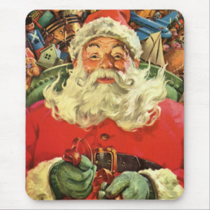 Vintage Christmas, Santa Claus in Sleigh with Toys Mouse Mat
