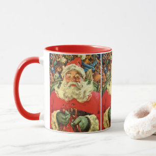 Vintage Christmas, Santa Claus in Sleigh with Toys Mug