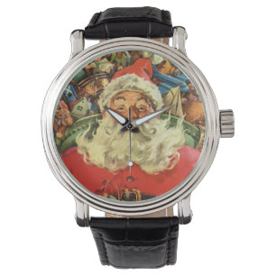 Vintage Christmas, Santa Claus in Sleigh with Toys Watch