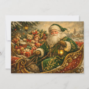 Vintage Christmas Santa Claus in the Sleigh Holiday Card