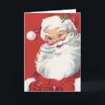 Vintage Christmas Santa Claus, Jolly and Winking Holiday Card<br><div class="desc">Vintage illustration Christmas holiday image featuring a merry,  jolly Santa Claus with a big smile or grin. Santa is wearing a red suit and hat with holly leaves and berries. He is smiling,  laughing and winking as if he has a big secret.</div>