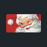 Vintage Christmas Santa Claus, Jolly and Winking Label<br><div class="desc">Vintage illustration Christmas holiday design featuring a happy,  jolly Santa Claus wearing a hat and winking as if he has a secret. Ho,  ho,  ho,  Merry Christmas!</div>