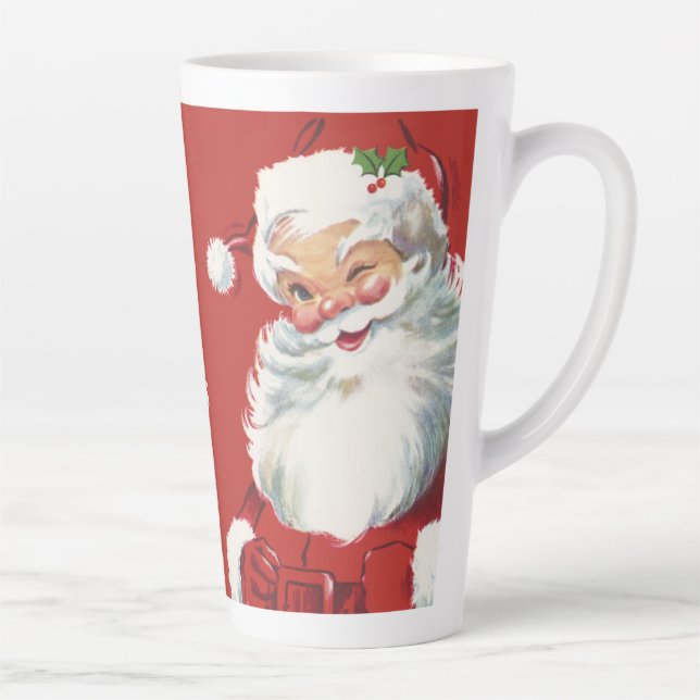 Vintage Christmas Santa Claus, Jolly and Winking Latte Mug (Right)