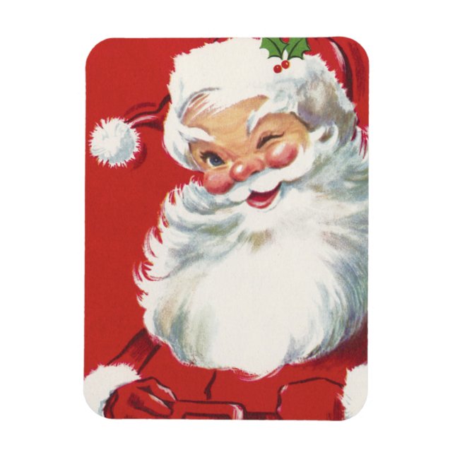 Vintage Christmas Santa Claus, Jolly and Winking Magnet (Vertical)