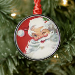 Vintage Christmas Santa Claus, Jolly and Winking Metal Tree Decoration<br><div class="desc">Vintage illustration Christmas holiday design featuring a happy,  jolly Santa Claus wearing a hat and winking as if he has a secret. Ho,  ho,  ho,  Merry Christmas!</div>
