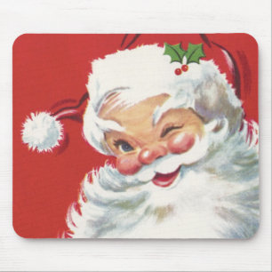 Vintage Christmas Santa Claus, Jolly and Winking Mouse Mat