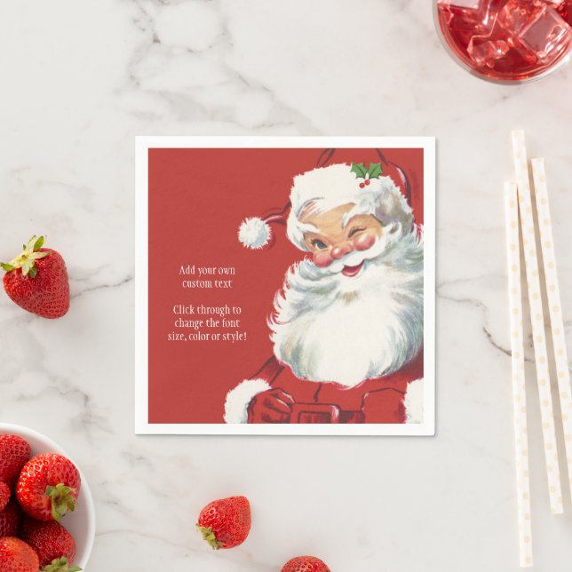 Vintage Christmas Santa Claus, Jolly and Winking Napkin (Insitu)