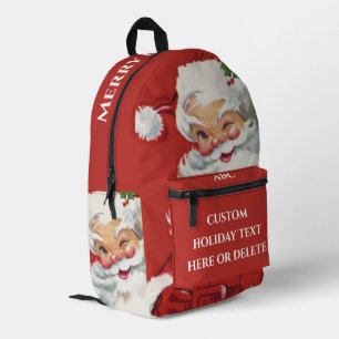Vintage Christmas Santa Claus, Jolly and Winking Printed Backpack