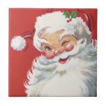 Vintage Christmas Santa Claus, Jolly and Winking Tile<br><div class="desc">Vintage illustration Christmas holiday design featuring a happy,  jolly Santa Claus wearing a hat and winking as if he has a secret. Ho,  ho,  ho,  Merry Christmas!</div>