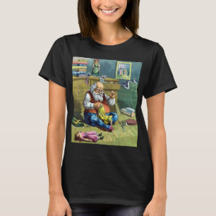 Vintage Christmas, Santa Claus Making Toy Dolls T-Shirt