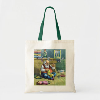 Vintage Christmas, Santa Claus Making Toy Dolls Tote Bag