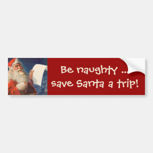Vintage Christmas, Santa Claus Naughty Nice List Bumper Sticker