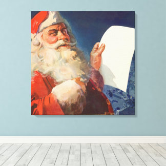 Vintage Christmas, Santa Claus Naughty Nice List Canvas Print