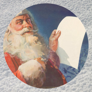 Vintage Christmas, Santa Claus Naughty Nice List Classic Round Sticker