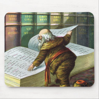 Vintage Christmas, Santa Claus Naughty Nice List Mouse Mat