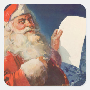 Vintage Christmas, Santa Claus Naughty Nice List Square Sticker