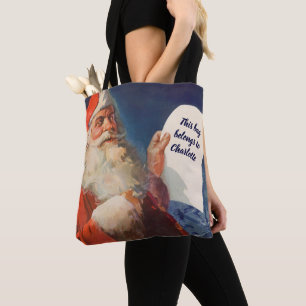 Vintage Christmas, Santa Claus Naughty Nice List Tote Bag