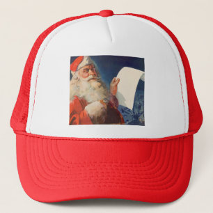 Vintage Christmas, Santa Claus Naughty Nice List Trucker Hat