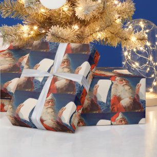 Vintage Christmas, Santa Claus Naughty Nice List Wrapping Paper