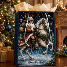 Vintage Christmas Santa Claus On A Horse