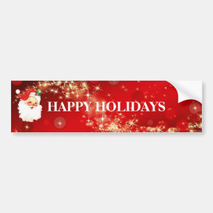 Vintage Christmas Santa Claus on Red Bumper Sticke Bumper Sticker