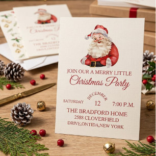 Vintage Christmas Santa Claus Party Invitation