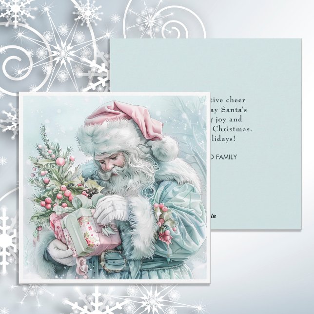 Vintage Christmas Santa Claus Pastel Holiday Card (Vintage Santa Claus Christmas greeting card)