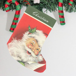 Vintage Christmas Santa Claus Personalised Small Christmas Stocking