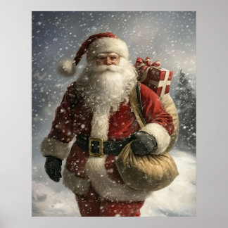 Vintage Christmas Santa Claus Portrait Wall Art