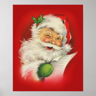 Vintage Christmas Santa Claus Poster