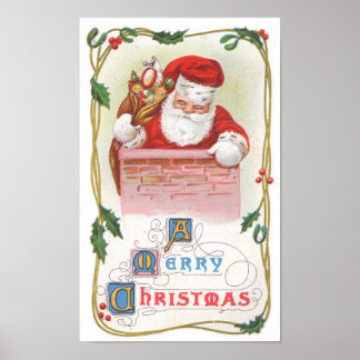 Vintage Christmas Santa Claus Poster