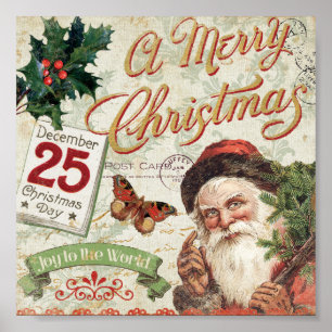Vintage Christmas Santa Claus Poster