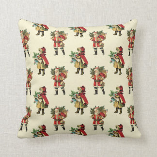 Vintage Christmas Santa Claus Red Beige Polka Dots Cushion