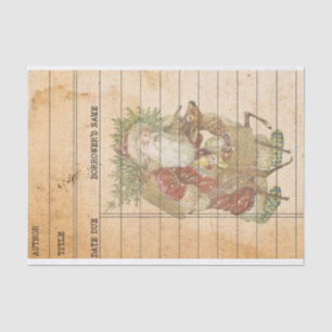 Vintage Christmas Santa Claus ReindeerLibrary Card Tissue Paper