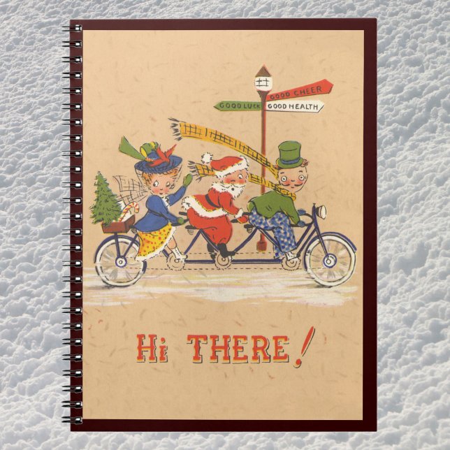 Vintage Christmas, Santa Claus Riding a Bicycle Notebook (Creator Uploaded)