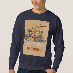 Vintage Christmas, Santa Claus Riding a Bicycle Sweatshirt