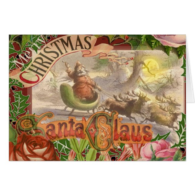Vintage Christmas Santa Claus Sleigh (Front Horizontal)