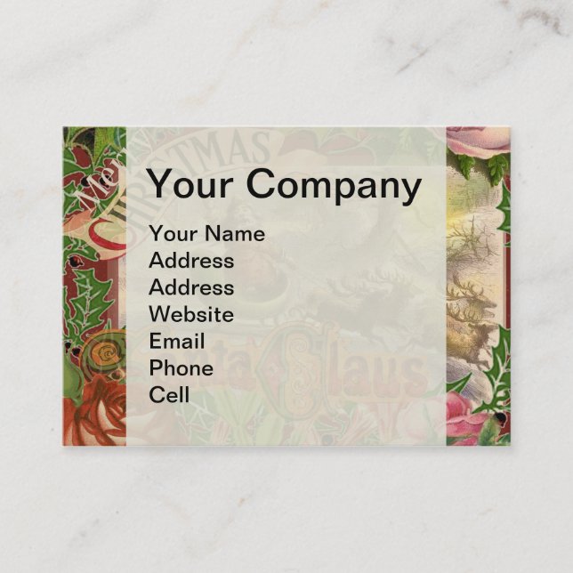 Vintage Christmas Santa Claus Sleigh Business Card (Front)
