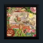 Vintage Christmas Santa Claus Sleigh Gift Box<br><div class="desc">A vintage santa from the 1800s is waving hello.</div>