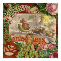 Vintage Christmas Santa Claus Sleigh