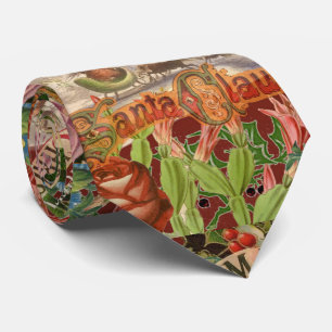 Vintage Christmas Santa Claus Sleigh Tie