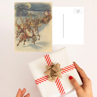 Vintage Christmas Santa Claus Sleigh with Reindeer