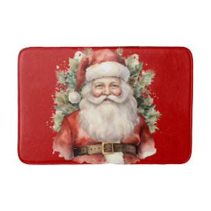 Vintage Christmas Santa Claus Smiling Bath Mat