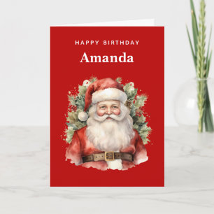 Vintage Christmas Santa Claus Smiling Birthday Card